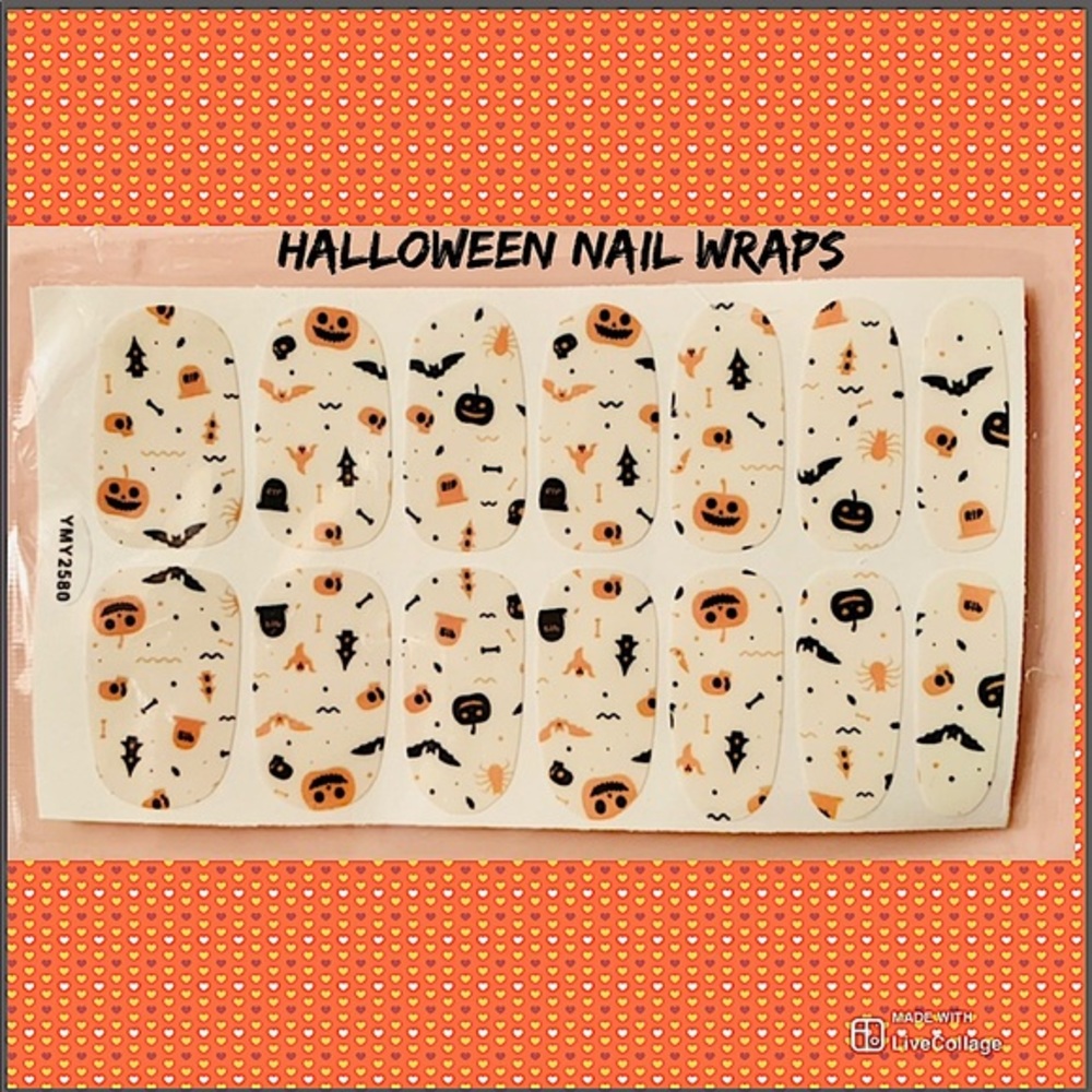 💌BO/GO$4 Halloween Nail Wrap Stickers pumpkins